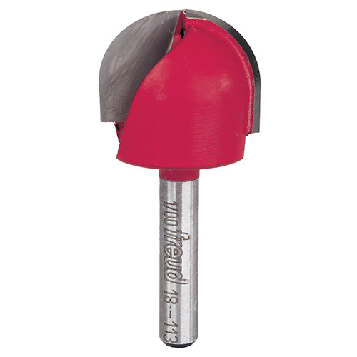 Freud Round Nose Router Bit, 1/2" Radius, 3/4" Carbide Height, 1/4" Shank, 1" Overall Diameter