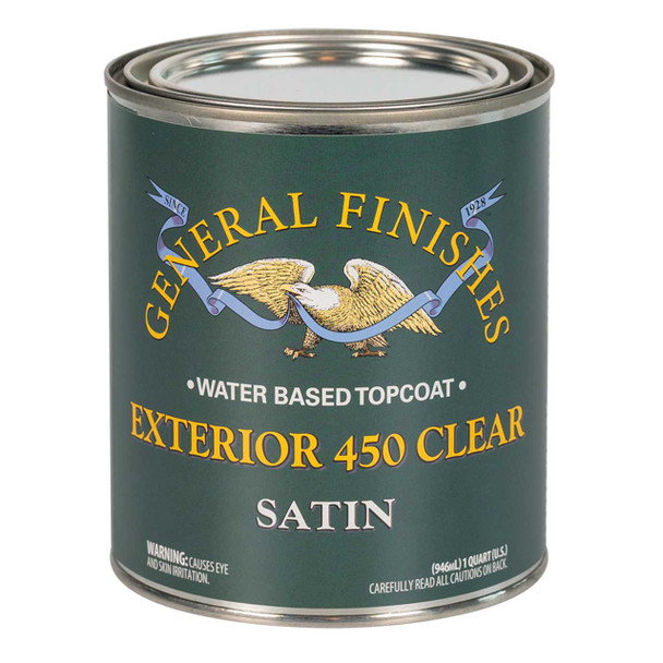 General Finishes Water Based Clear Exterior 450 Outdoor Finish, Satin, Quart