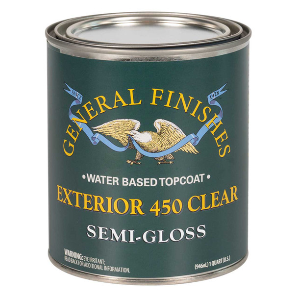 General Finishes Water Based Clear Exterior 450 Outdoor Finish, Semi-Gloss, Quart
