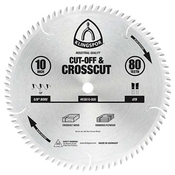Klingspor's Cut-Off & Crosscut Blade, 10"x 80 Teeth