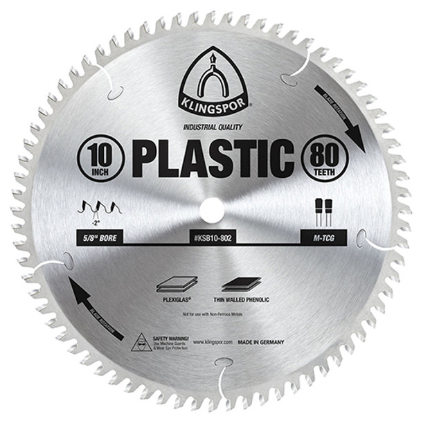 Klingspor's Plastic Cutting Blade, 10"x 80 Teeth Klingspor's Plastic Cutting Blade, 10"x 80 Teeth