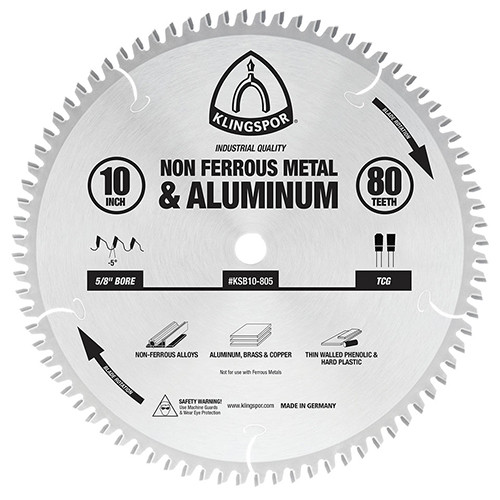 Klingspor's Non-Ferrous Metal & Aluminum Blade, 10"x 80 Teeth