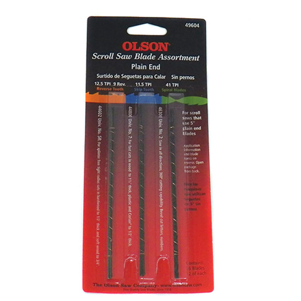 Olson 5" Plain Scroll Blade Assort 12pk Olson 5" Plain Scroll Blade Assort 12pk