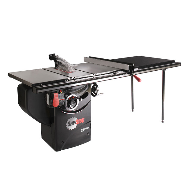 Professional 3HP Cabinet Saw with 52” Professional T-Glide Rip Fence, Rails & Extension Table