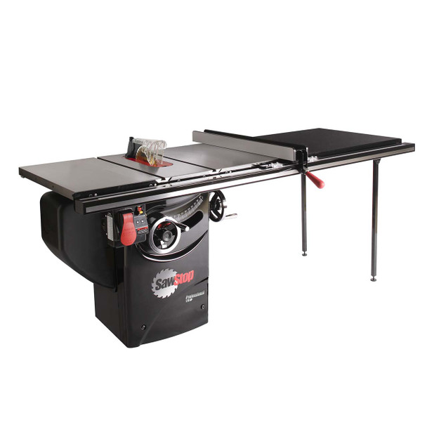 Professional 1.75HP Cabinet Saw with 52” Professional T-Glide Rip Fence, Rails & Extension Table