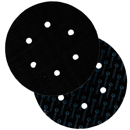 6"x 6 Hole, PSA Backed, Black Hook Discs, For Hook & Loop Backer Pads, 5pk