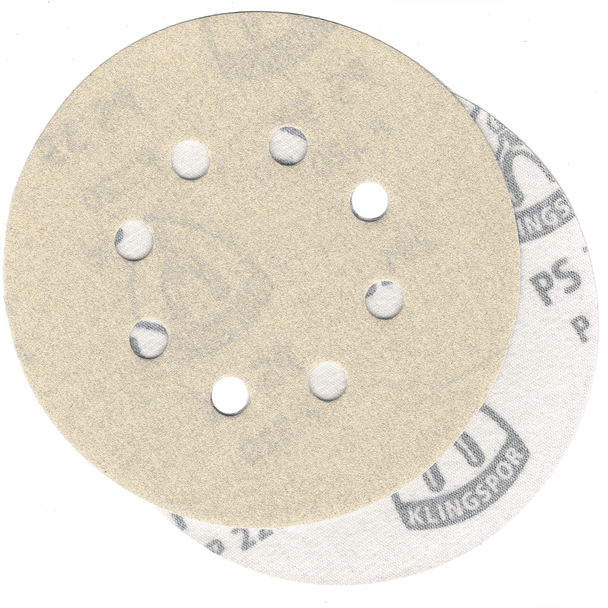 Klingspor Abrasives Stearate Aluminum Oxide, PS33, 5"x 8 Hole, 120 Grit, Hook & Loop Discs, 10pk