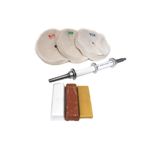 3 Buff Lathe Mandrel Kit 3/4" W/ 8" Buffs