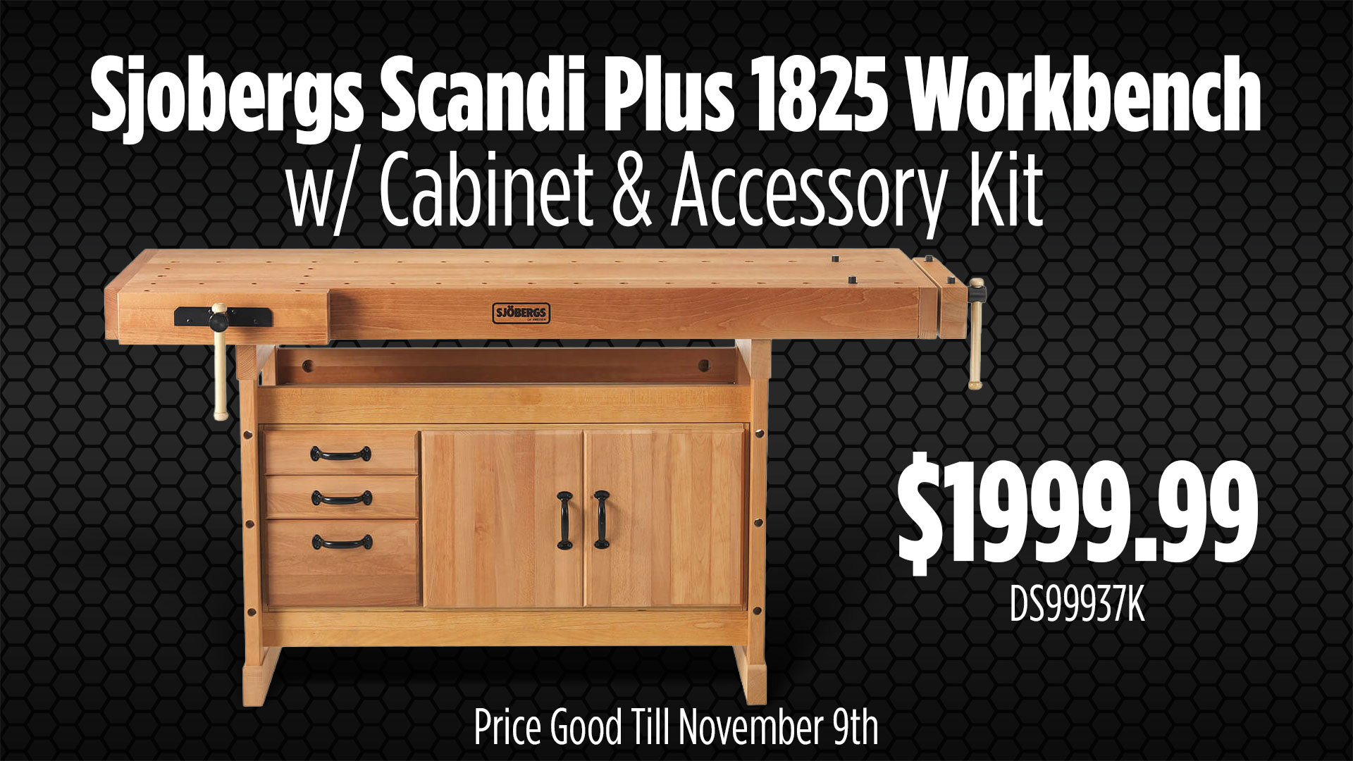 Sjobergs Scandi Plus 1825 Workbench w/ Cabinet & Accessory Kit