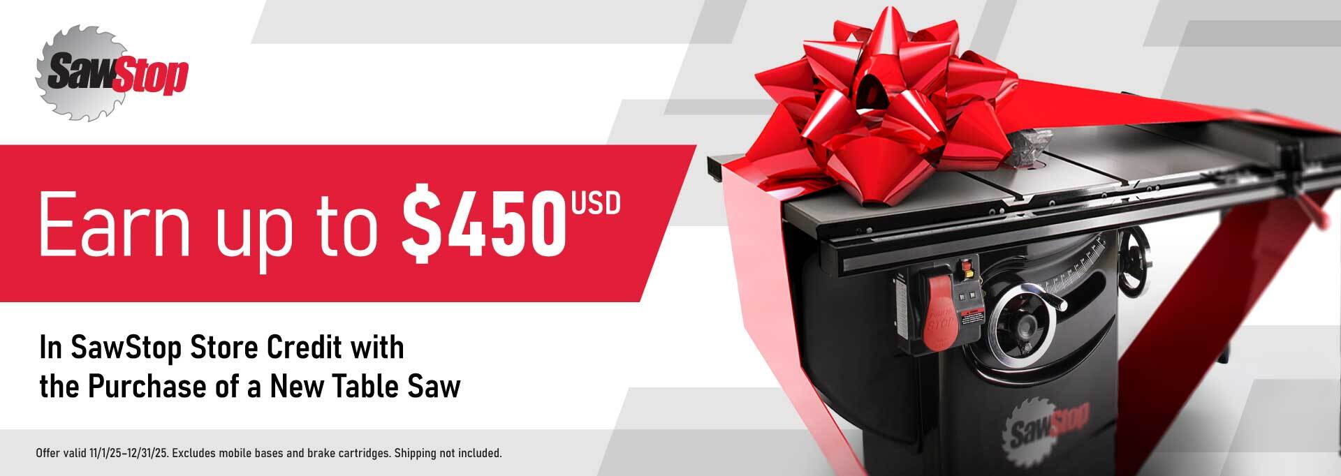 Sawstop Holiday Promo