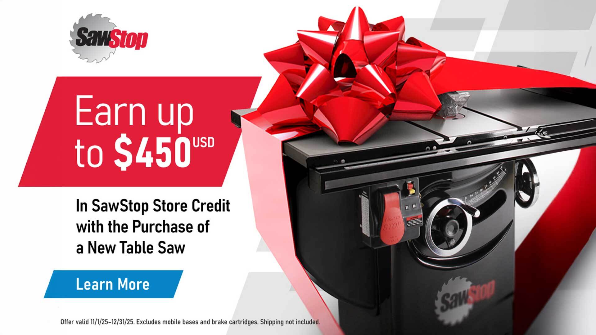 Sawstop Holiday Promo
