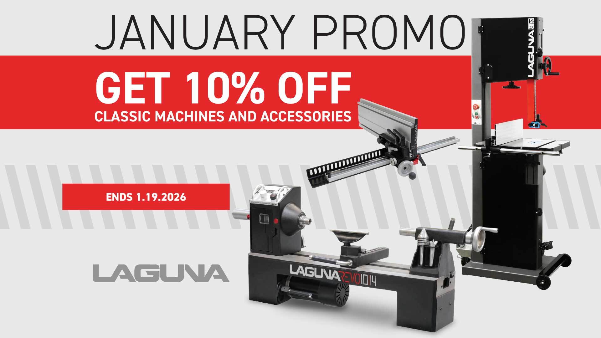 10% Off Laguna Classic Machines and Accessories