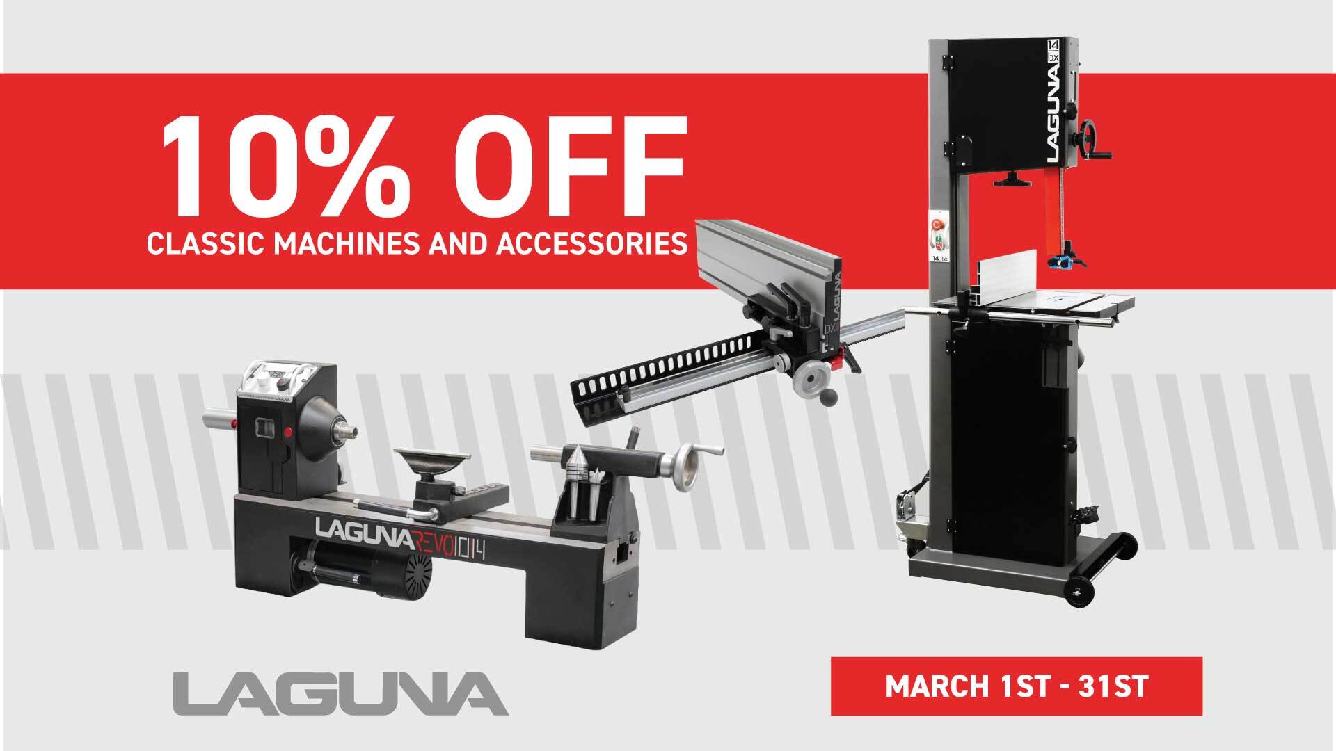 10% Off Classic Laguna Machines & Accessories