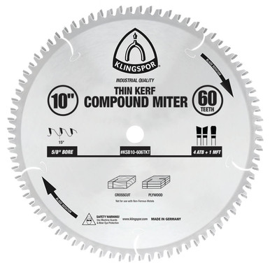 Klingspor Thin Kerf Compound Miter 10X60T Blade