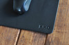 Cowhide Leather Mouse Pad with Smooth Hand-Glazed Surface (Black - Corner)