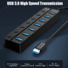 USB Hub with LED Indicators and Individual On Off Switches, 7 Port