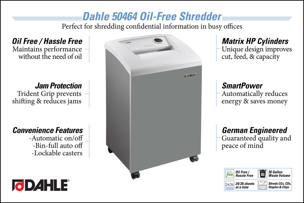 Dahle 50464 Oil-Free Paper Shredder | Monroe Systems