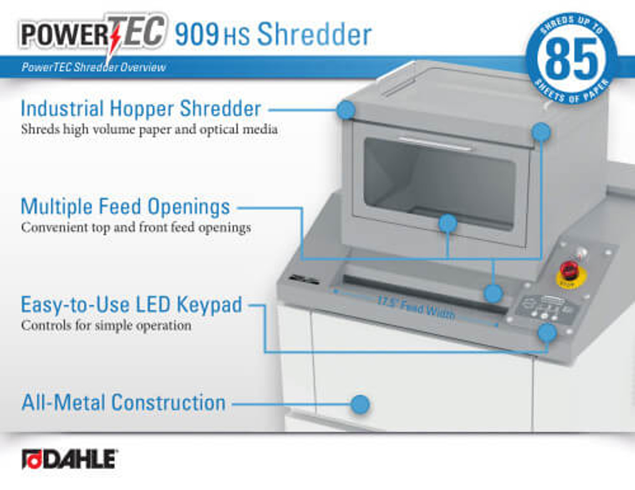 Dahle PowerTEC 808 MS Media Shredder, Destroys Cell Phones, Mini Tablets,  SSDs & Flash Drives, Chain Driven 3.5 HP Motor, Security Level O-3/E-3 for