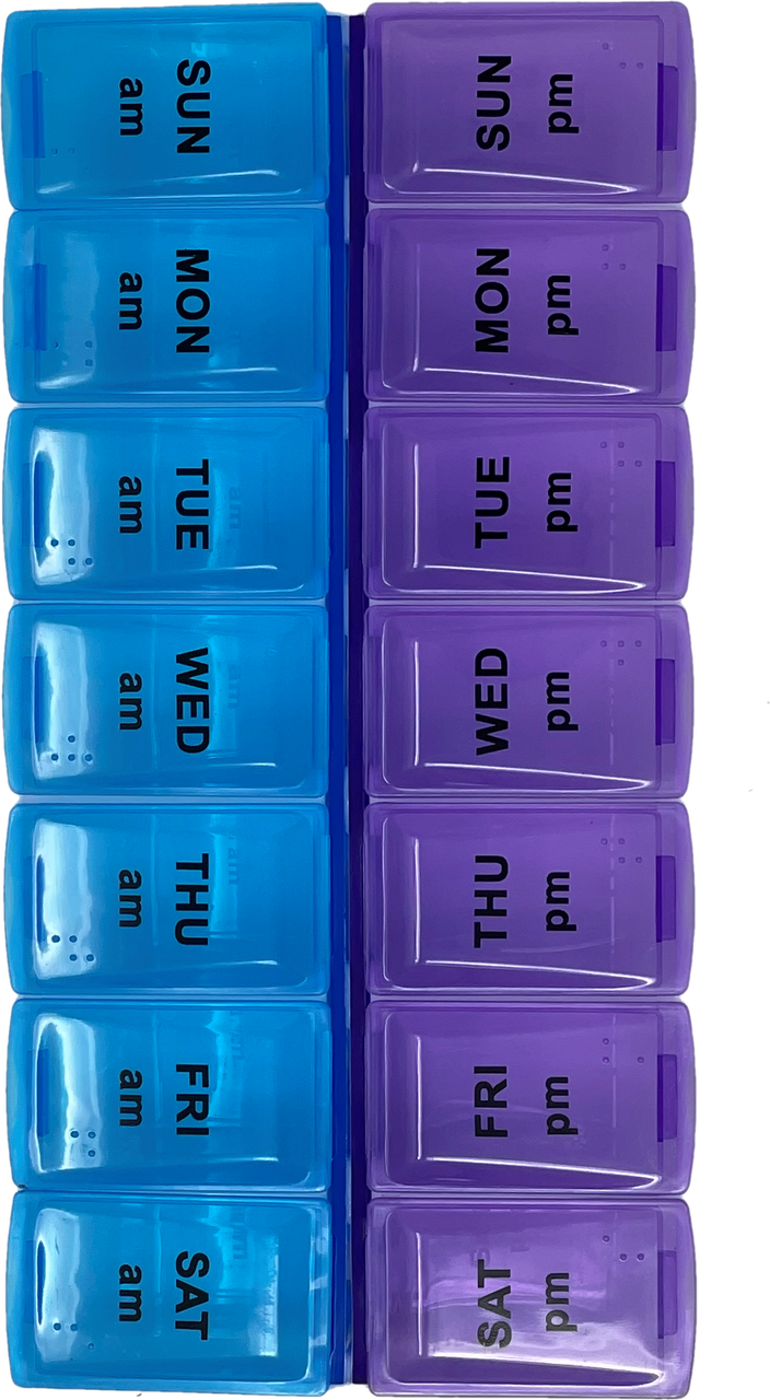 Maxpert AM/PM (7 Day) Weekly Push-Button Pill Organizer, Rainbow - Maxpert  Medical