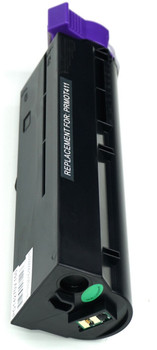 This is the right side view of the Okidata 44574701 black replacement laserjet toner cartridge by NXT Premium toner