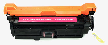 This is the front view of the Hewlett Packard 504A magenta replacement laserjet toner cartridge by NXT Premium toner