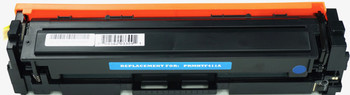 This is the front view of the Hewlett Packard 410A cyan replacement laserjet toner cartridge by NXT Premium toner