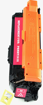 This is the right side view of the Hewlett Packard 648A magenta replacement laserjet toner cartridge by NXT Premium toner