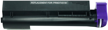 This is the front view of the Okidata 44992405 black replacement laserjet toner cartridge by NXT Premium toner