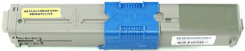 This is the front view of the Okidata 44469701 yellow replacement laserjet toner cartridge by NXT Premium toner