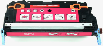 This is the front view of the Hewlett Packard 502A magenta replacement laserjet toner cartridge by NXT Premium toner