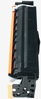 This is the right side view of the Hewlett Packard 201X black replacement laserjet toner cartridge by NXT Premium toner