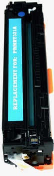 This is the right side view of the Hewlett Packard 128A cyan replacement laserjet toner cartridge by NXT Premium toner