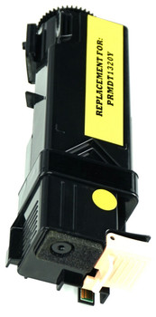 This is the right side view of the Dell KU054 yellow replacement laserjet toner cartridge by NXT Premium toner