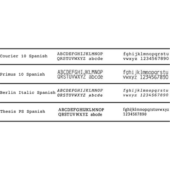 Type sample of each of the 4 printwheels.