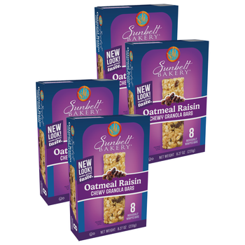 Sunbelt Bakery Oatmeal Raisin Chewy Granola Bars, 4 Box Bundle