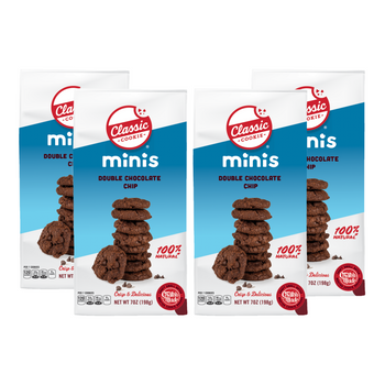 Classic Cookie Minis Crispy Double Chocolate Chip Cookies made with Hershey's® Chocolate Chips, 4 Bags, 7 oz. Each