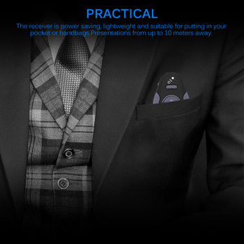 Wireless Presenter Remote with Red Laser Pointer and USB Receiver