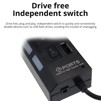 Monroe 7 Port USB 2.0 Switch Hub with LED Indicators