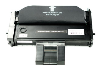 This is the front view of the Ricoh Aficio 407259 black replacement laserjet toner cartridge by NXT Premium toner