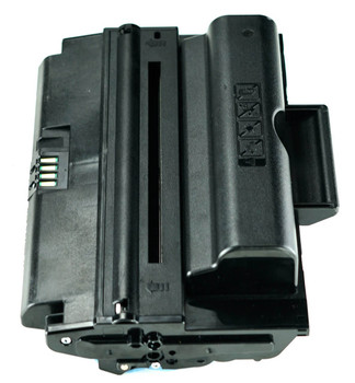 This is the bottom view of the Samsung MLT-D206L black replacement laserjet toner cartridge by NXT Premium toner. It is meant to show off the packing that seals the toThis is the front view of the Samsung MLT-D206L black replacement laserjet toner cartridge by NXT Premium tonerner to prevent it from drying out.