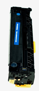 This is the side view of the Hewlett Packard 305A Cyan replacement laserjet toner cartridge by NXT Premium toner