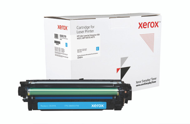 Cyan Standard Yield Everyday Toner from Xerox, replacement for HP CE401A Yields 6,000 pages