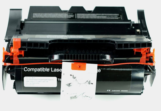 This is the front view of the Lexmark T640 black replacement laserjet toner cartridge by NXT Premium toner