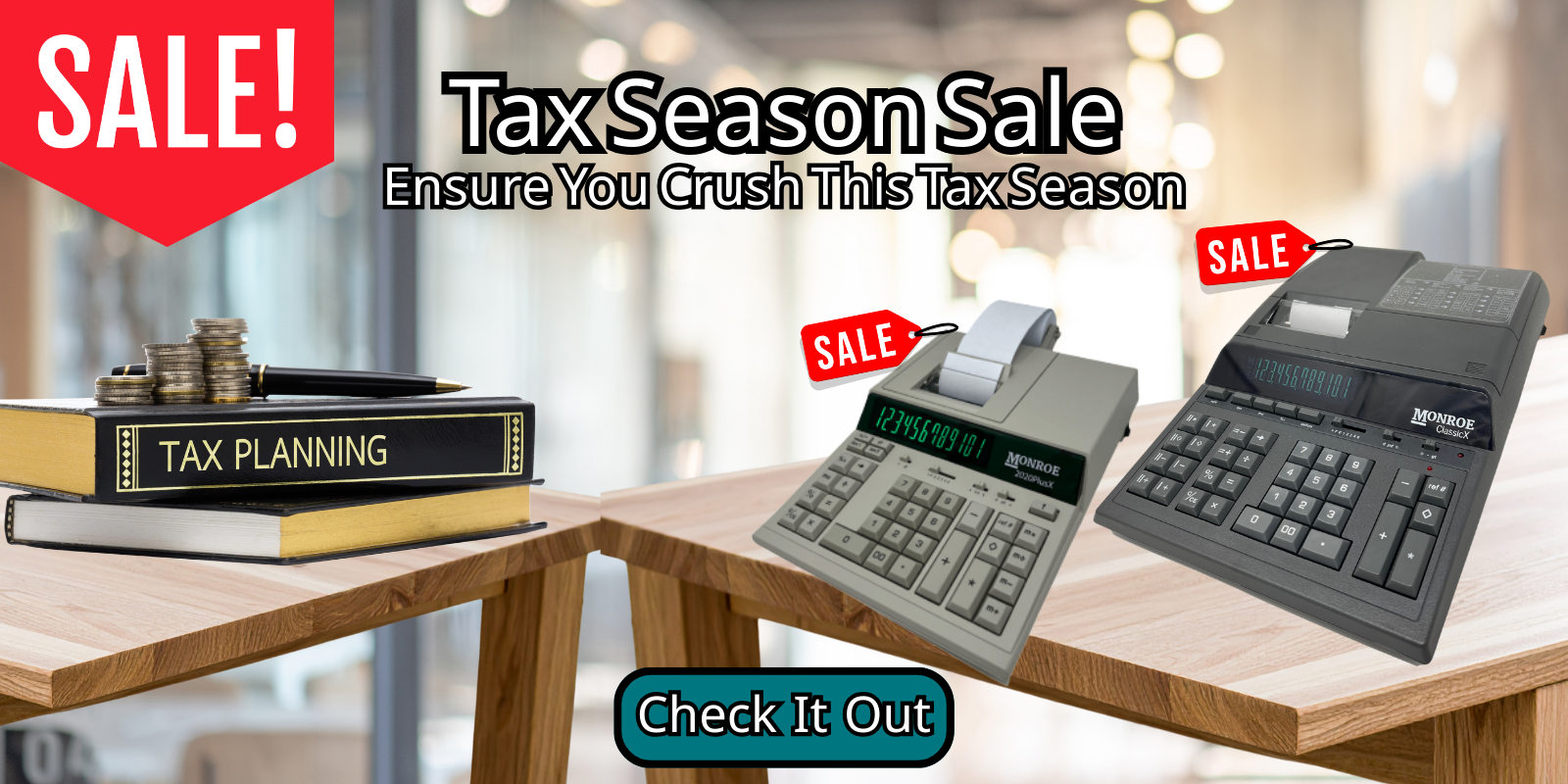 Monroe Printing Calculator Promo. Sale on ClassicX and 2020PlusX.