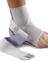 Push care Ankle Brace close-up showing breathable Sympress™ material and adjustable wrap strap for customised ankle compression.