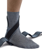 Close-up of Push ortho Ankle Brace Aequi showing rigid medial shell, anatomical fit and diagonal strap system for controlled ankle stabilisation.