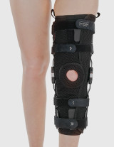 17-inch long ROM knee brace designed to support medial and lateral knee stability during recovery