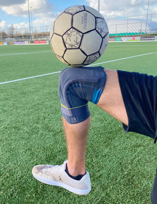 Push Sports Knee Brace worn during soccer training to support knee stability during fast footwork and directional changes
