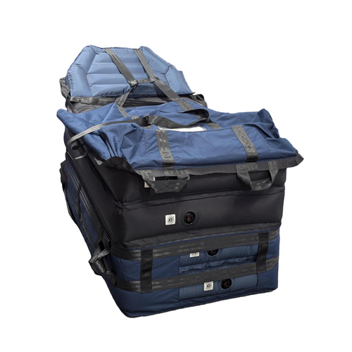 The Evacuation HoverJack® II is an advanced lift device designed for ambulance and rescue professionals. It lifts and transports bariatric patients, assists with home extractions, and provides a no-lift environment to ensure patient dignity and crew safety, featuring four inflatable air chambers.