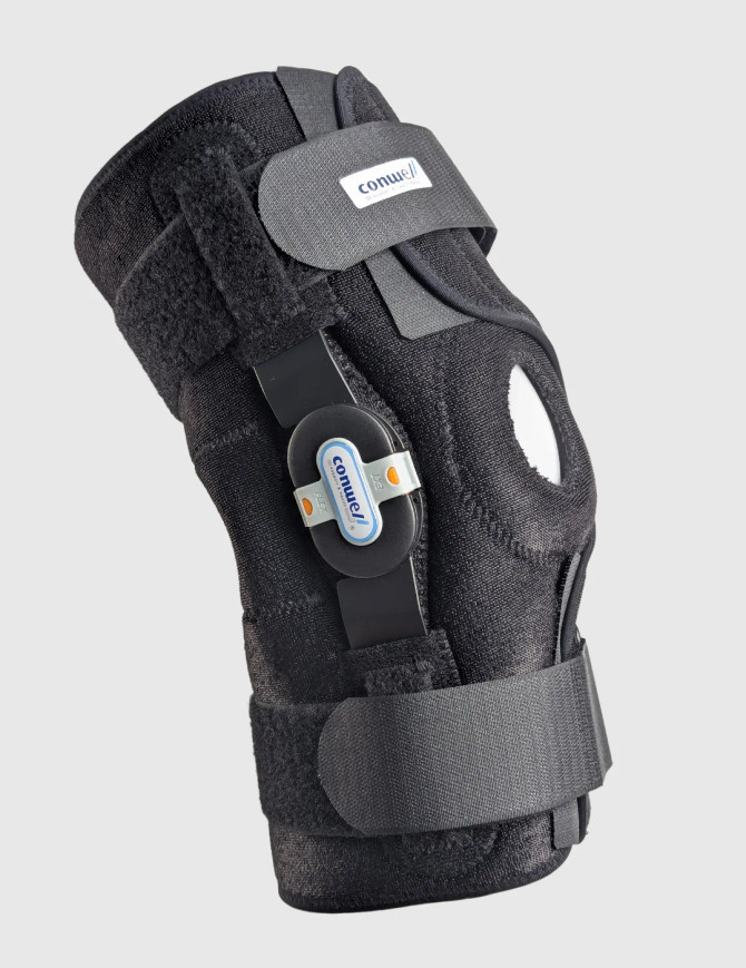 13" ROM knee brace helps guide safe movement and protect the knee during recovery.